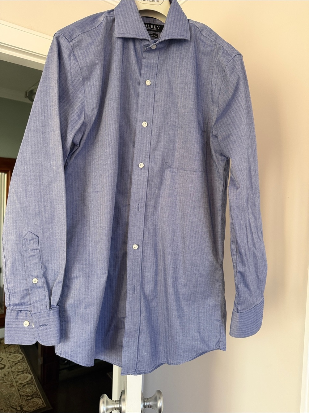 Ralph Lauren Men's Light Blue Dress slim fit  stretch Shirt size 15 32/33